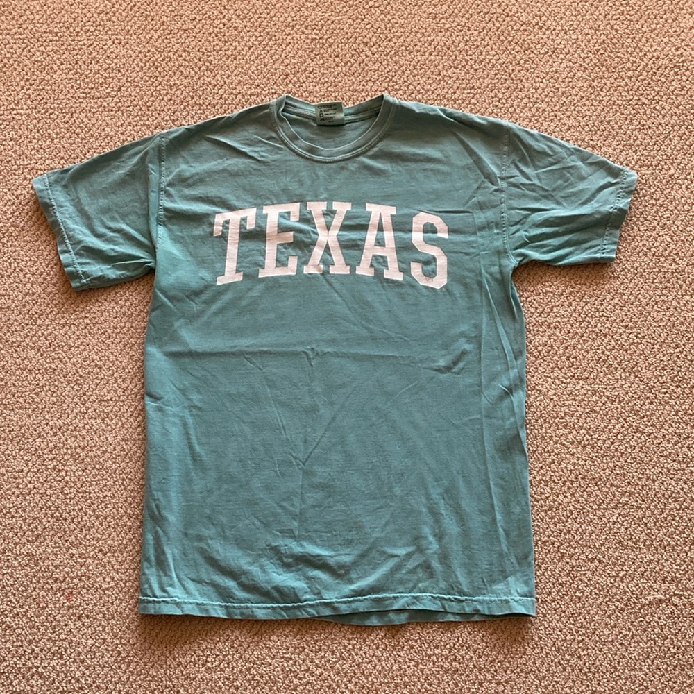 Comfort Colors Texas Teal Blue T-Shirt Shirt Unisex Size Medium Soft Stretch EUC